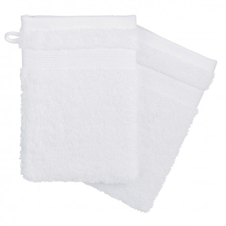 Lot de 2 gants de toilette en coton 450g/m² 15X21cm - Blanc