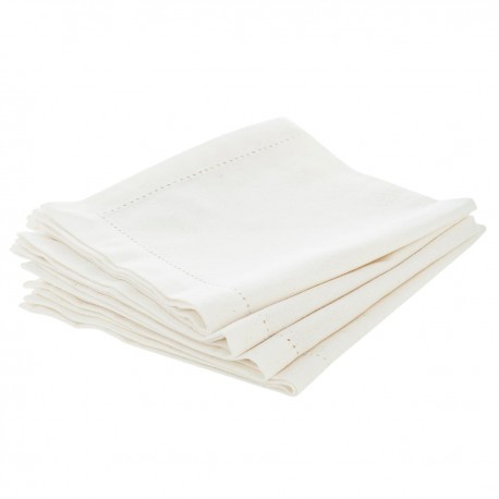 Lot de 4 serviettes de table 40X40cm CHAMBRAY - Blanc