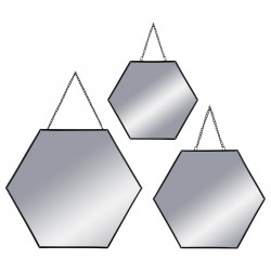 Lot de 3 miroirs hexagones en métal ESSENTIAL MOOD - Noir