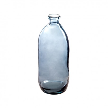 Vase bouteille en verre recyclé H51cm - Bleu
