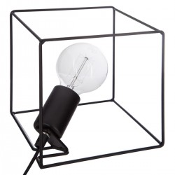 Lampe ampoule dans un cube H18cm MIOT, CONTEMP' HOME - Noir