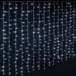 Rideaux lumineux 300 LED blanc froid 1,5m - Fil transparent