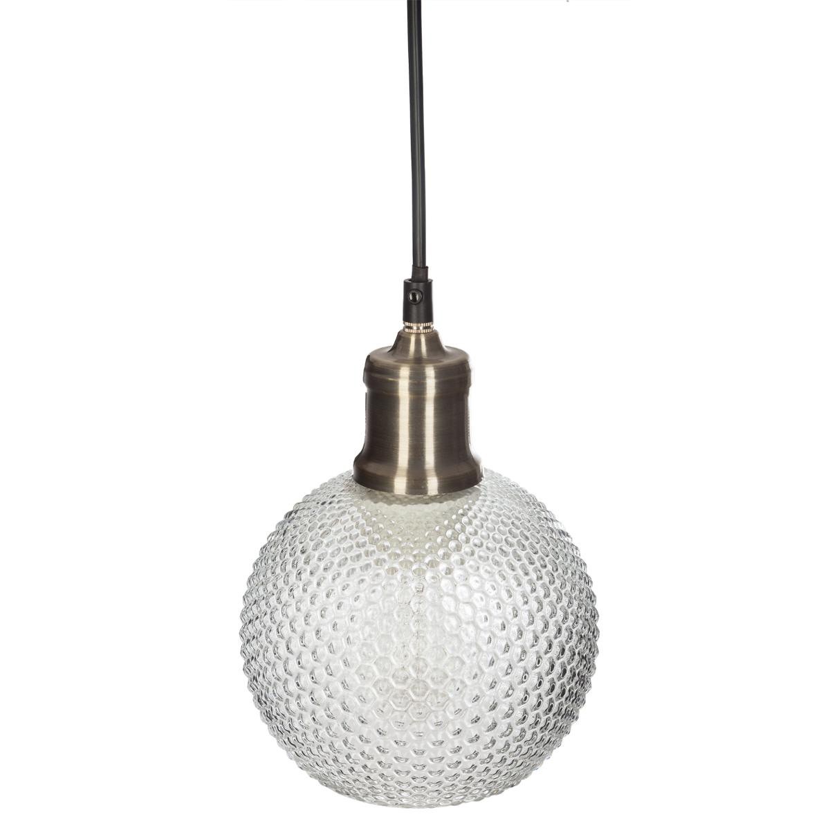 Suspension boule en verre strié D15cm SUR LA ROUTE DES VENTS Suspension boule en verre strié D15cm SUR LA ROUTE DES VENTS