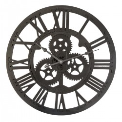 Horloge mécanisme en bois D45cm - Noir