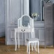 Tabouret de coiffeuse AURELL - Blanc