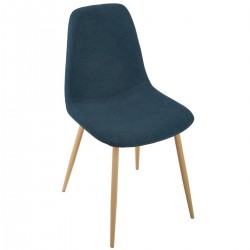 Chaise en tissu pieds imitation hêtre ROKA - Bleu denim