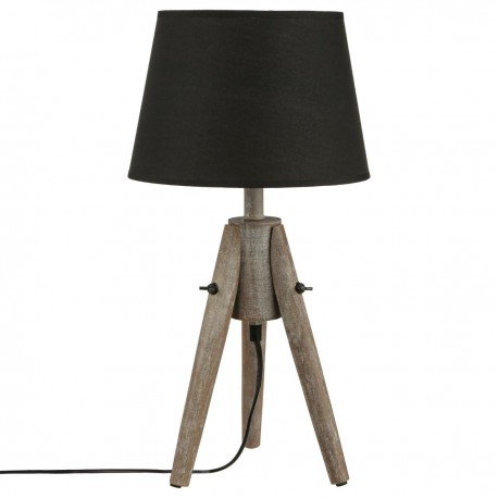Lampe en bois H46cm MIRY, ESPRIT RÉCUP - Noir
