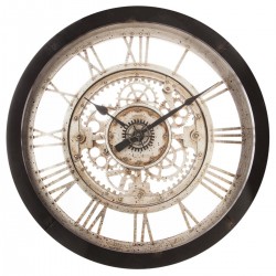 Horloge mécanique en plastique D61cm IVY, PRECIOUS LOFT - Noir