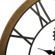 Horloge mécanique en métal et contour en bois D70cm - Noir