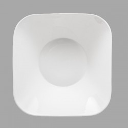 Assiette creuse carrée en porcelaine D18,5cm ÉLÉGANCE - Blanc
