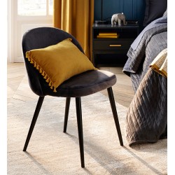 Chaise en velours NAEL, SPIRITUAL HOME - Noir
