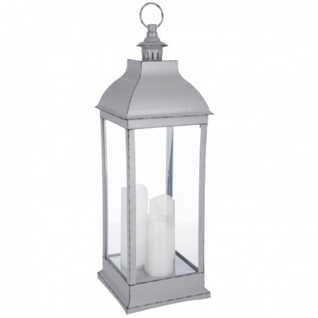 Lanterne antique à LED H71cm - Gris