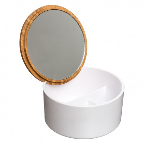 Boîte à couvercle avec miroir intérieur NATURÉO - Blanc