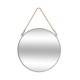Miroir rond en métal avec corde D38cm - Gris effet blanchi