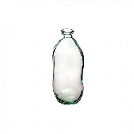 Vase bouteille en verre recyclé H35cm - Transparent