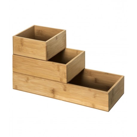 Lot de 3 organiseurs coulissants en bambou TIDYSMART - Naturel