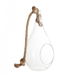 Vase goutte à corde à suspendre H25cm - Transparent