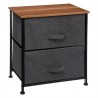 Table de chevet 2 tiroirs paniers - Gris foncé