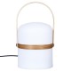 Lampe outdoor avec anse en bois H26,5cm KIARA - Blanc