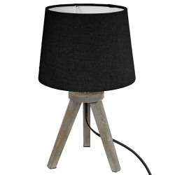 Lampe en bois sur mini trépied H31cm - Noir