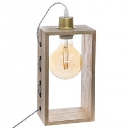 Lampe en bois rectangle H28cm IWATA - Beige