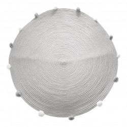 Tapis spirale à gros pompons D90cm - Gris