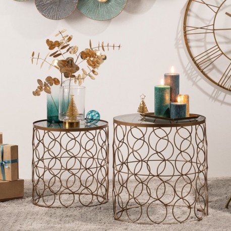 Lot De 2 Tables D Appoint En Metal Archi Feminin Dore Veo Shop