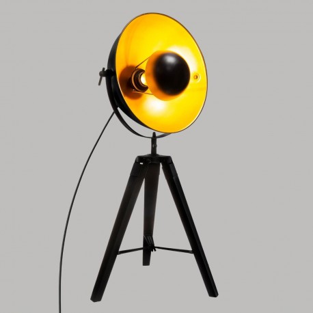 Lampe parabole sur trépied H71cm LAHTI, VINTAGE LOFT - Noir