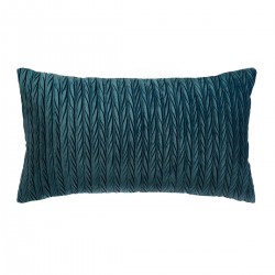 Coussin rectangle en velours plissé 30X50cm SLOW TIME - Bleu canard