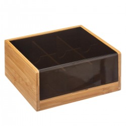 Boîte à thé 6 compartiments en bambou BLACKBAMBOO - Naturel et noir