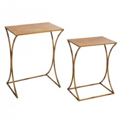 Lot de 2 tables d'appoint en métal ASCO - Marron
