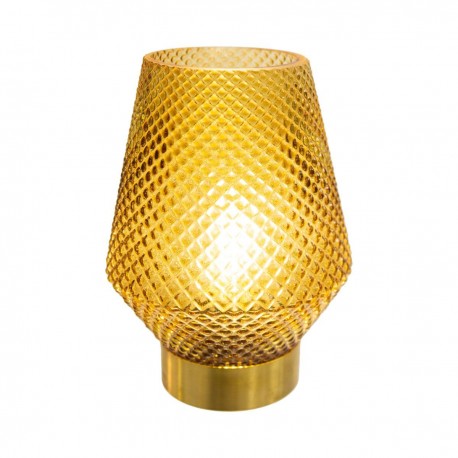 Lampe LED base doré H17cm - Jaune