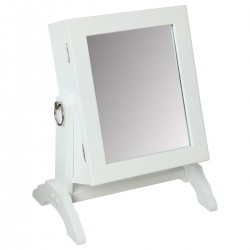 Petite armoire à bijoux avec miroir H28cm - Blanc