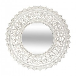 Miroir rond ajouré en bois D90cm RITUALITY - Blanc