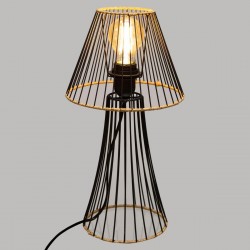 Lampe en métal et détail en rotin H38,5cm BENETT, JUNGLE POP - Noir