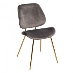 Chaise en velours pieds doré SLOW TIME - Gris
