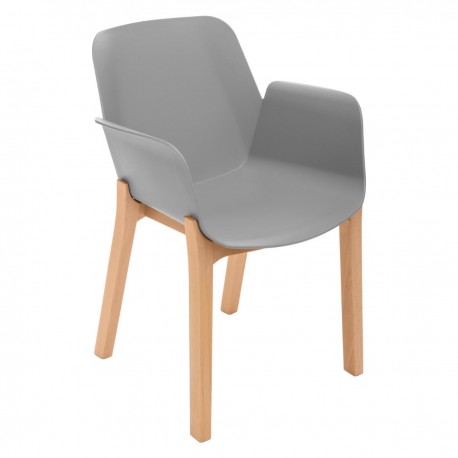 Fauteuil en plastique et bois ALBY Gris Veo shop Fauteuil en plastique et bois ALBY Gris Veo shop
