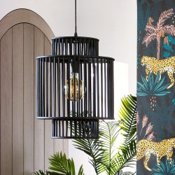Suspension en bambou H45,5cm LIXA, SLOW TIME - Noir