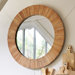 Miroir en bois de sapin D83cm - Marron