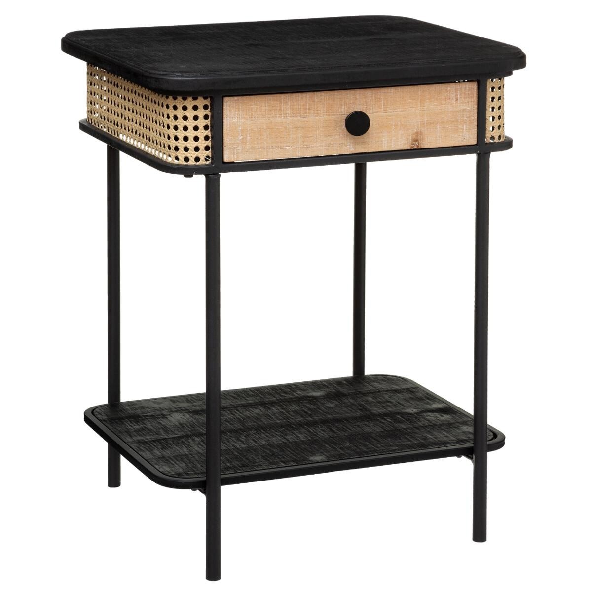 Table De Chevet Arbela Noir Et Bois Veo Shop