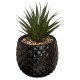 Plante artificielle en pot ananas en céramique H21cm - Noir