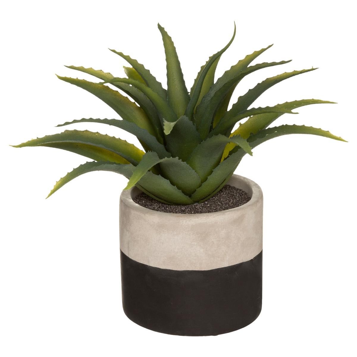 Plante artificielle en pot ciment bicolore H28cm - Noir - Veo shop