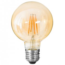 Ampoule LED 2W filament droit D10,5cm GLOBE - Ambre