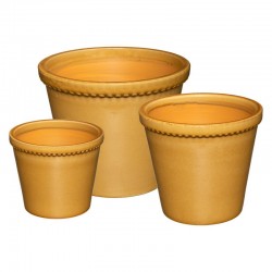 Lot de 3 pots en céramique IDYLLE FOLK - Ocre