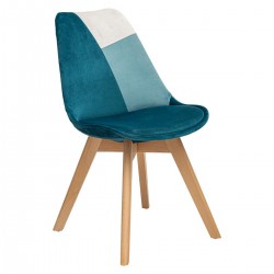 Chaise tricolore patch BAYA - Bleu canard