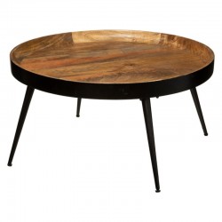 Table basse D70cm SIWAN - Noir et bois