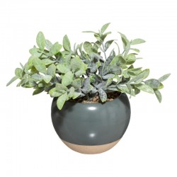Plante artificielle en pot céramique bicolore D11cm - Gris vert