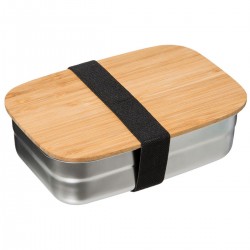 Lunch box en inox et couvercle en bambou - Argent