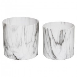 Lot de 2 pots en céramique effet marbre CONTEMP' HOME - Blanc