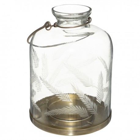 Lanterne en verre ciselé et métal H17cm WONDERLY - Doré